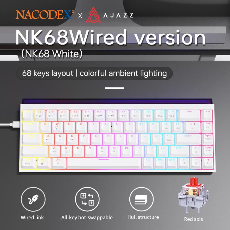 [Black Friday]Ajazz NK68 60% Wired Gaming Keyboard, RGB Backlighting, Mini Size, Portable, 68 Keys, Compatible with Pc/Mac, Christmas Gift