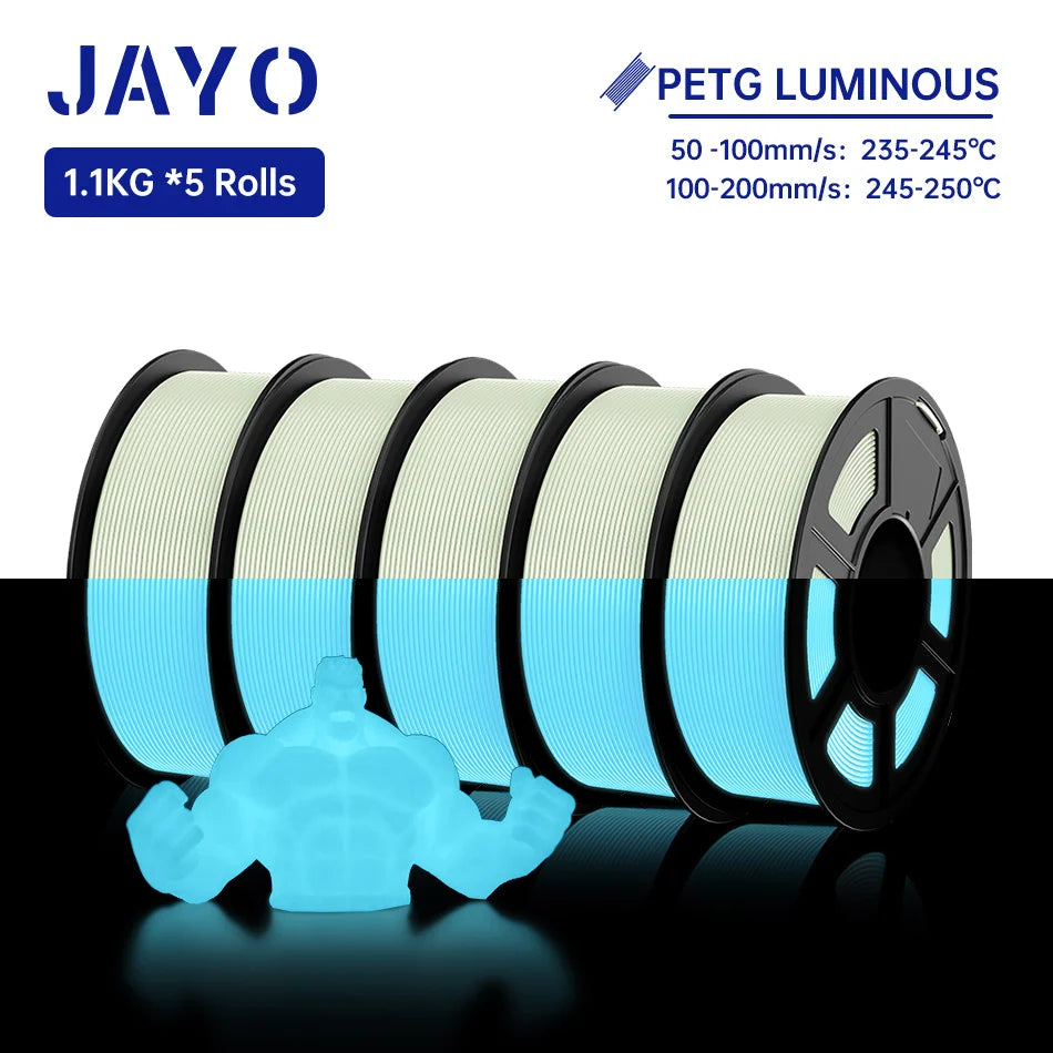 PLA /PETG Filament 1.75Mm 5 Rolls Golw in the Dark PLA 3D Filament for FDM 3D Printer Neatly Wound PETG 3D Printer Material