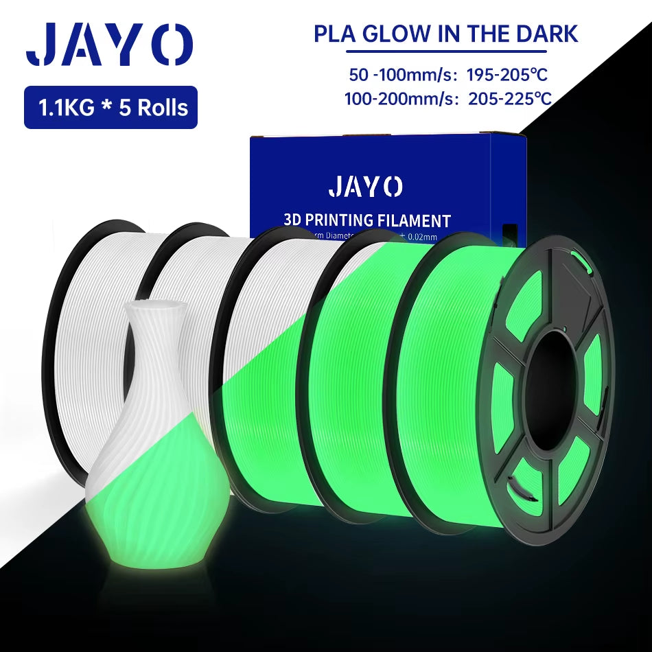 PLA /PETG Filament 1.75Mm 5 Rolls Golw in the Dark PLA 3D Filament for FDM 3D Printer Neatly Wound PETG 3D Printer Material
