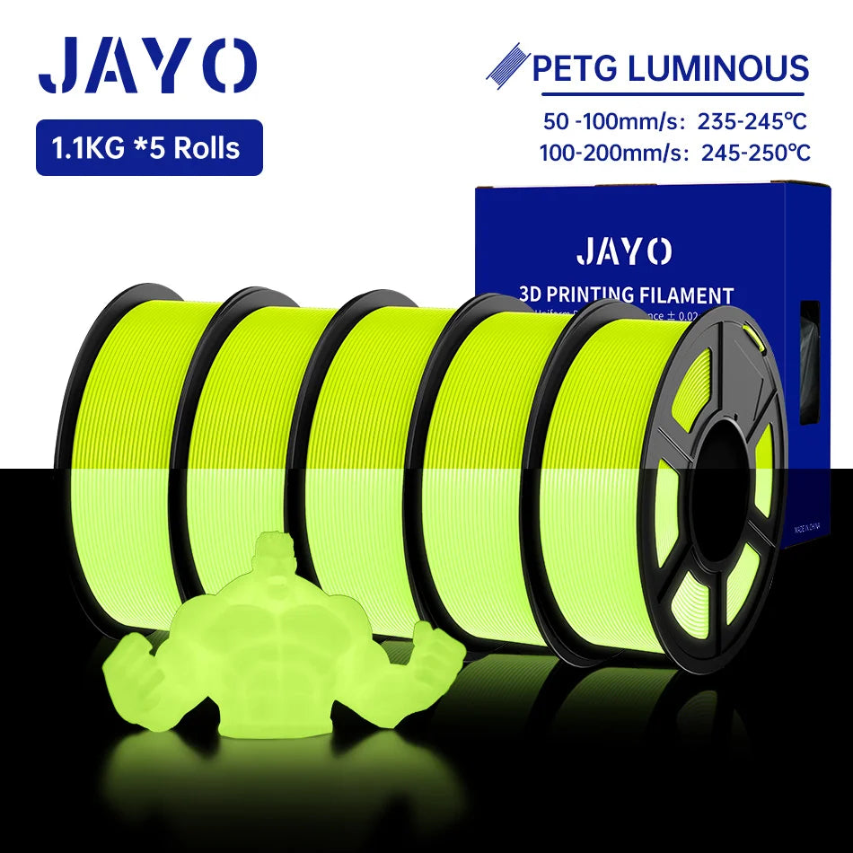 PLA /PETG Filament 1.75Mm 5 Rolls Golw in the Dark PLA 3D Filament for FDM 3D Printer Neatly Wound PETG 3D Printer Material