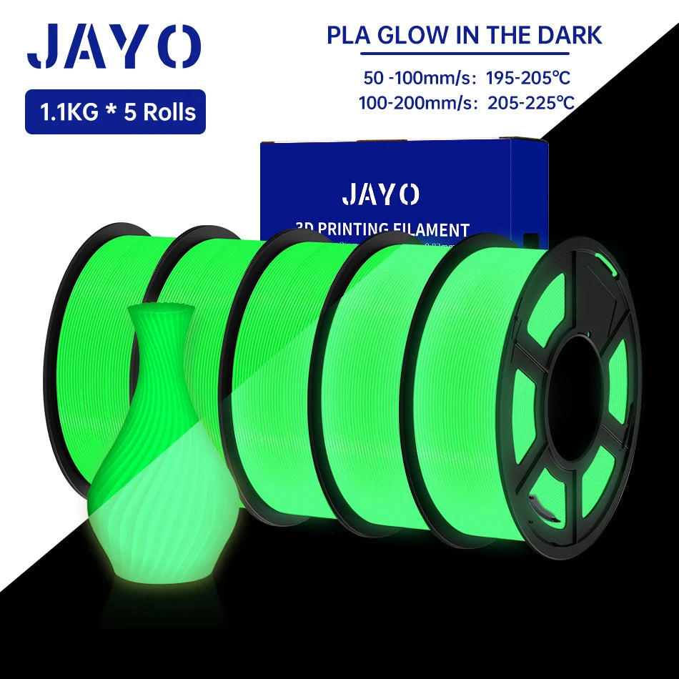 PLA /PETG Filament 1.75Mm 5 Rolls Golw in the Dark PLA 3D Filament for FDM 3D Printer Neatly Wound PETG 3D Printer Material