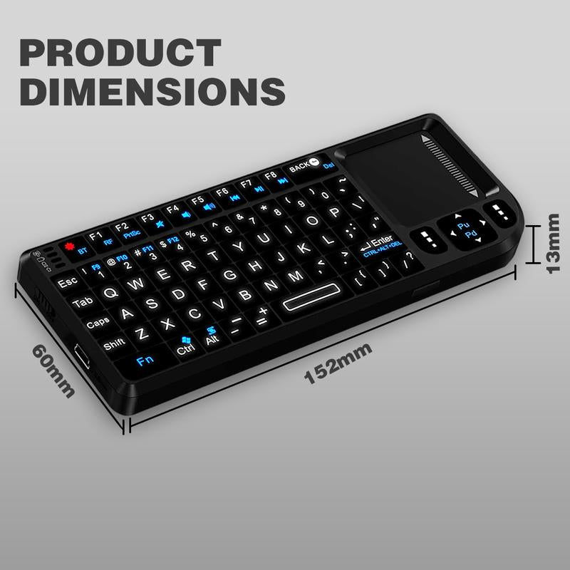 Universal Mini Wireless Keyboard with Touchpad - Rechargeable, Backlit, Ergonomic Design, Multi-Device Compatible, Perfect for Gaming and Office Use