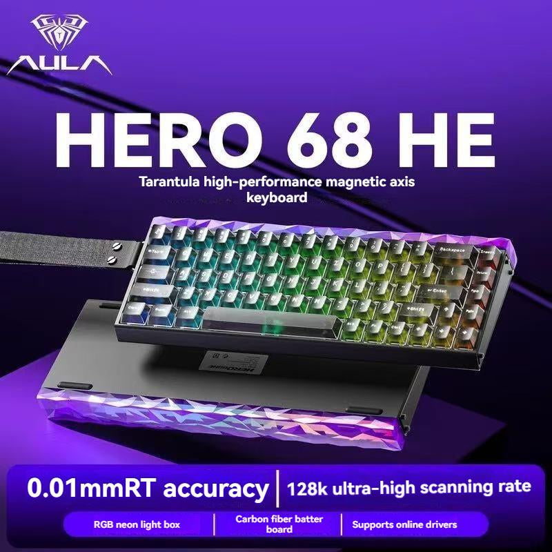 [New]Aula Hero 68 Wired Magnetic Switch Gaming Keyboard, 65% Layout,Rt 0.01, Extreme Response, RGB Backlit,Wired Connection, Web Driver, 8K Returns,E-Sport Gaming Accessories PC Accessories Tiktokshopfalldealsforyou