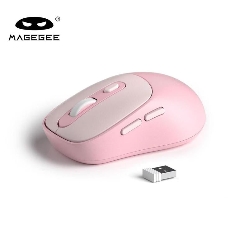 Magegee V100 Wireless Mouse, 2.4Ghz Connection, 3 Level Adjustable DPI, Ergonomic Design, AA Battery (Replaceable),Anti-Skid Rubber Scroll Wheel, Silent Click, Lightweight and Portable Wireless Mouse with 6 Buttons for Gaming/Office