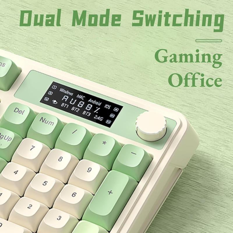 <NEW>AULA S99 Pro Keyboard, Tri-Mode Bluetooth/2.4Ghz/Usb-C Cute Creamy Gaming Keyboard with Number Pad RGB Backlit, Media Knob Custom Mechanical Feel Computer Keyboard for MAC Xbox PC Gamer S99 Keyboard Fixed Keycaps & Switches (Non-Replaceable)