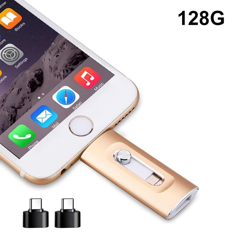 4 in 1 Flash Drive,High Speed USB 3.0 Memory Storage,Otg Flash Pen Drive with Free Type-C Adapter for Iphones/Android/Pc and More Devices,64/128/256Gb Photo Stick USB Memory Stick Storage for Photos and Videos Backup