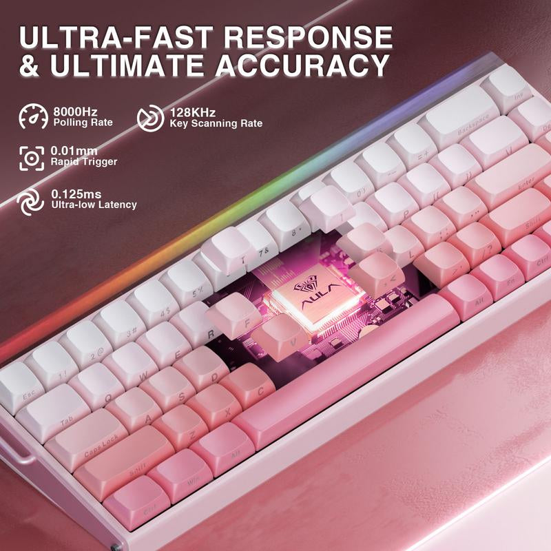 [New]Aula Hero 68 Wired Magnetic Switch Gaming Keyboard, 65% Layout,Rt 0.01, Extreme Response, RGB Backlit,Wired Connection, Web Driver, 8K Returns,E-Sport Gaming Accessories PC Accessories Tiktokshopfalldealsforyou