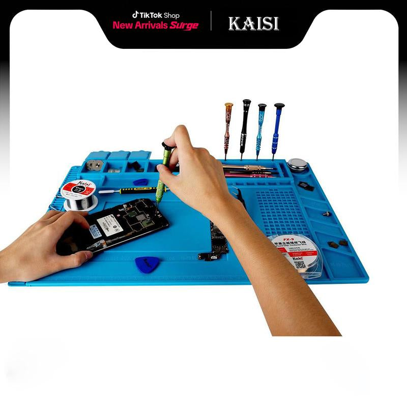 Kaisi S160 Soldering Mat – Heat-Resistant Silicone Magnetic Repair Work Mat Tool for Phone, Laptop, PS5 & Game Console Repair, DIY Projects