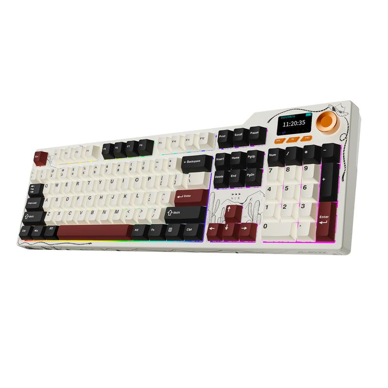 [Black Friday] AJAZZ AK35I V4 Full-Size Wireless Mechanical Gaming Keyboard with Rotary Knob and Smart Screen Numeric Keypad. Ideal for Esports and Office Use. Customizable Keyboard. Creamy Keyboard.