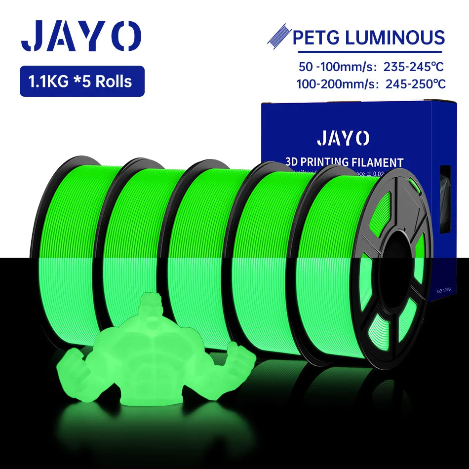 PLA /PETG Filament 1.75Mm 5 Rolls Golw in the Dark PLA 3D Filament for FDM 3D Printer Neatly Wound PETG 3D Printer Material