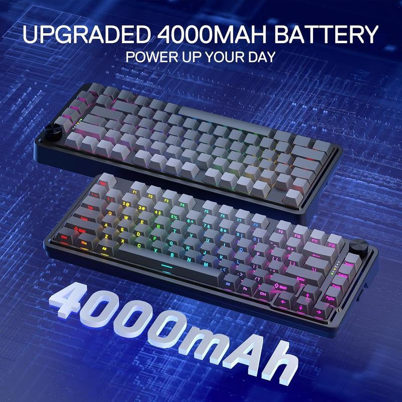 Redragon K673 GB Wireless RGB Gaming Keyboard - 75% Compact Mechanical with Hot-Swap, Dedicated Knob, and 5-Layer Noise Dampening