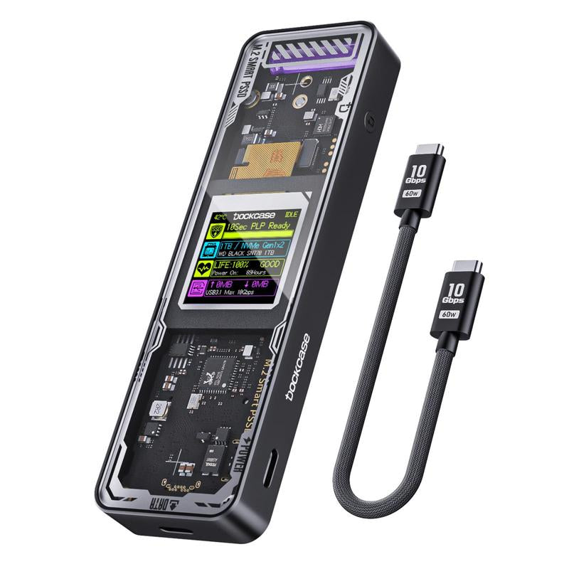 DOCKCASE Explorer Edition M.2 Nvme SSD Enclosure(Enclosure Only, SSD Not Included), USB C 3.2 Gen 2 (10 Gbps), Supports M-Key/B&M Key UASP, Fits Size 2230/2242/2260/2280 Ssds