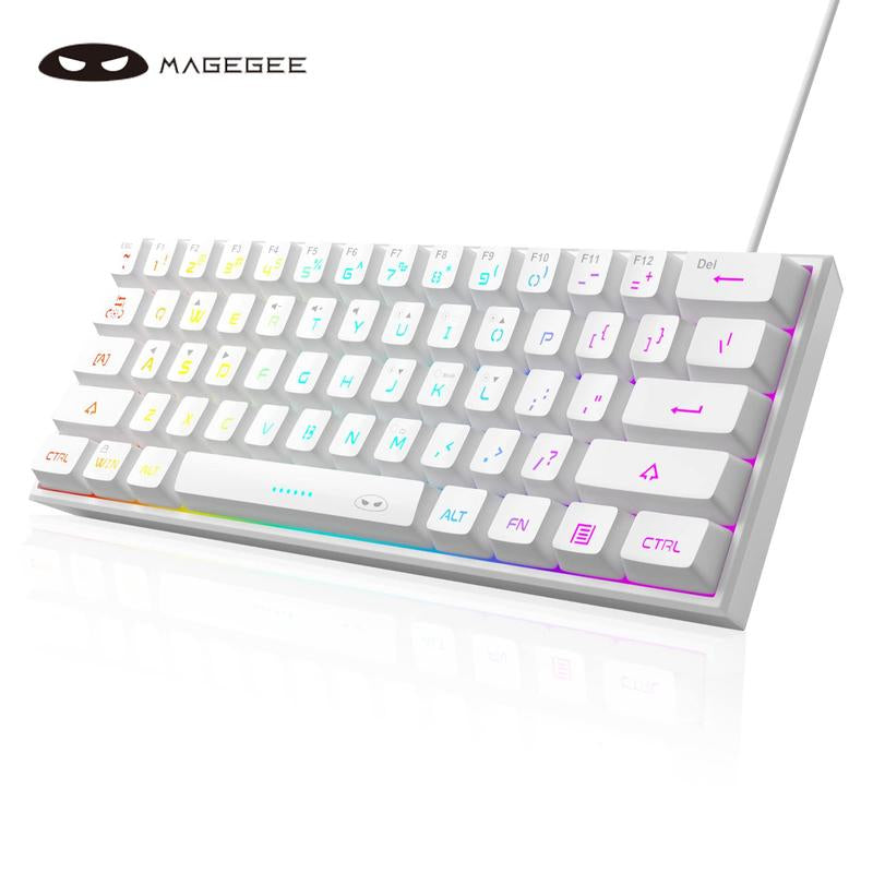 Magegee Mini 60% Gaming Keyboard, RGB Backlit 61 Key Ultra-Compact Keyboard, TS91 Ergonomic Waterproof Mechanical Feeling Office Computer Keyboard for PC, MAC, PS4, Xbox ONE Gamer