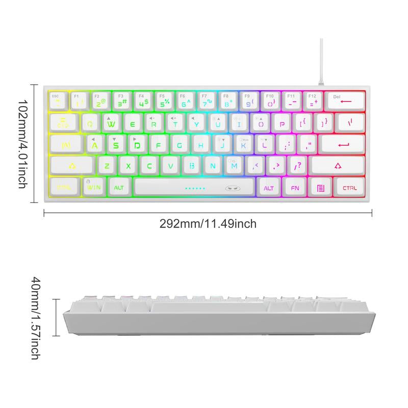 Magegee Mini 60% Gaming Keyboard, RGB Backlit 61 Key Ultra-Compact Keyboard, TS91 Ergonomic Waterproof Mechanical Feeling Office Computer Keyboard for PC, MAC, PS4, Xbox ONE Gamer