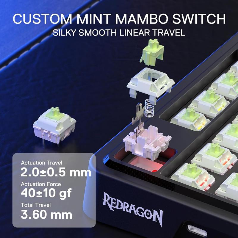 Redragon K673 GB Wireless RGB Gaming Keyboard - 75% Compact Mechanical with Hot-Swap, Dedicated Knob, and 5-Layer Noise Dampening