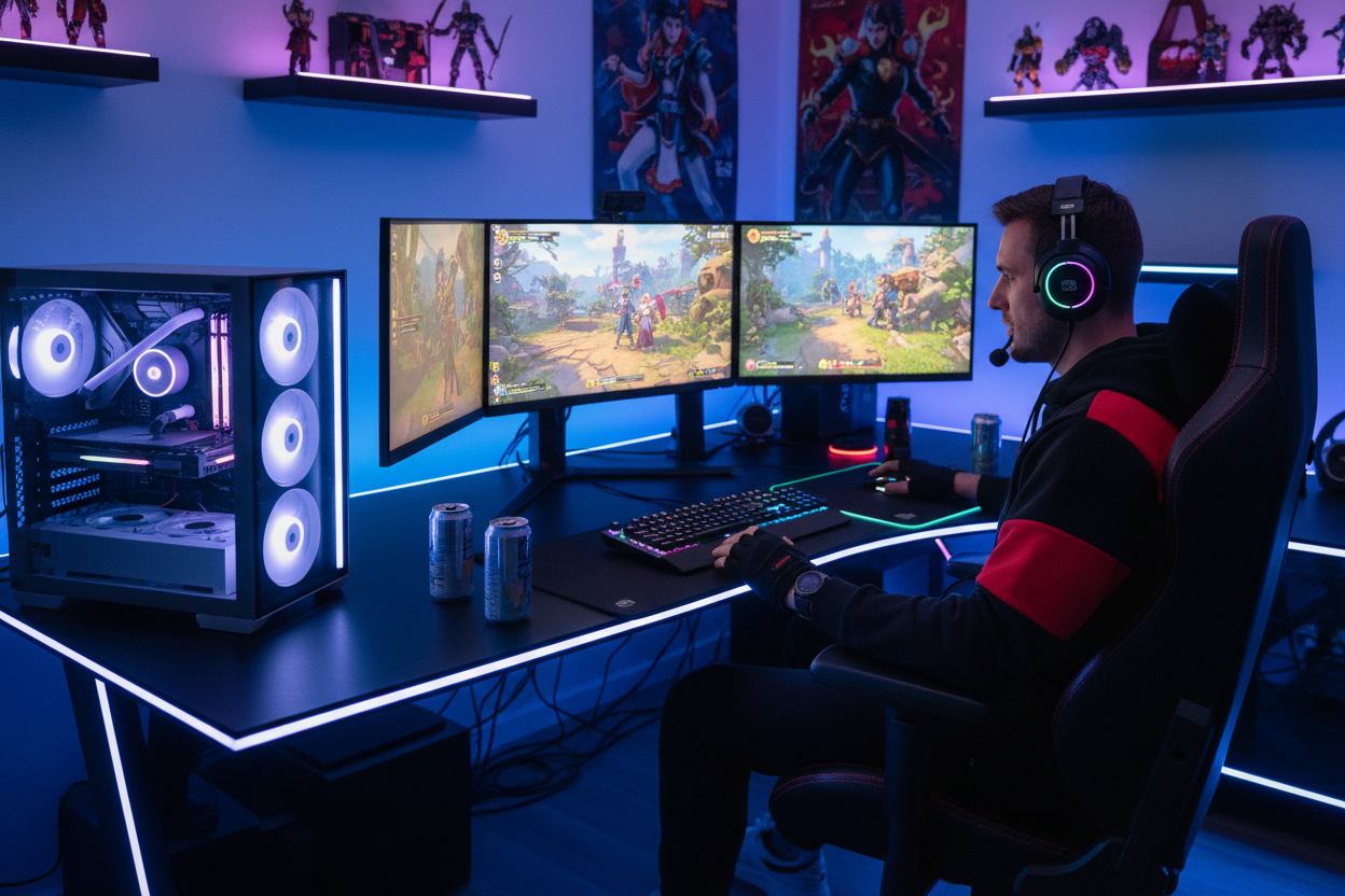 image of a PC gamer playing